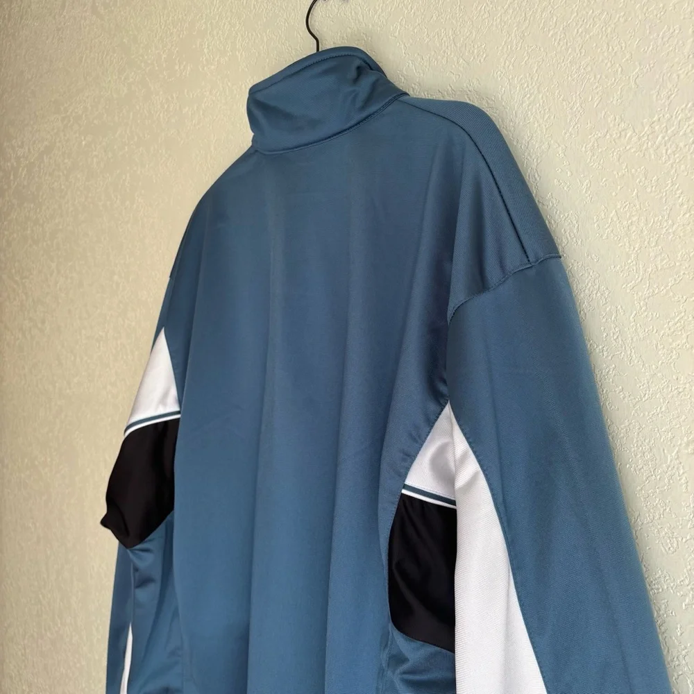 Vintage Reebok Jacket Mens Large White Blue Black Full Zip Pockets Track 90s